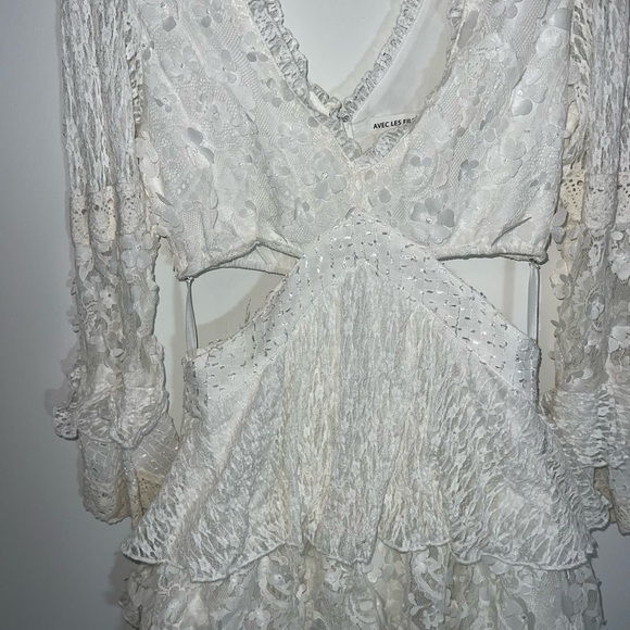 Avec Les Filles Women's Tiered Cutout Lace Minidress size 6 - Picture 13 of 16